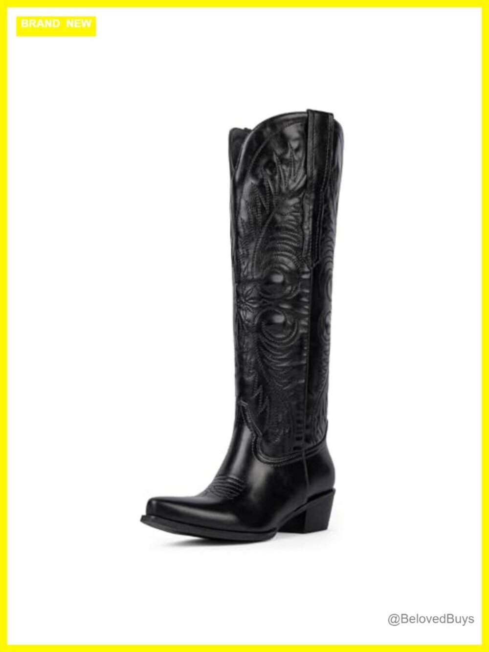 Women's Cowboy Boots Knee High Cowgirl Embroidered Western Boots Faux Leather